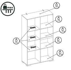 Vitrinekast Elba 3 Deuren -Collectie Woonkamermeubels elba vitrine 2D binnendeling deb2