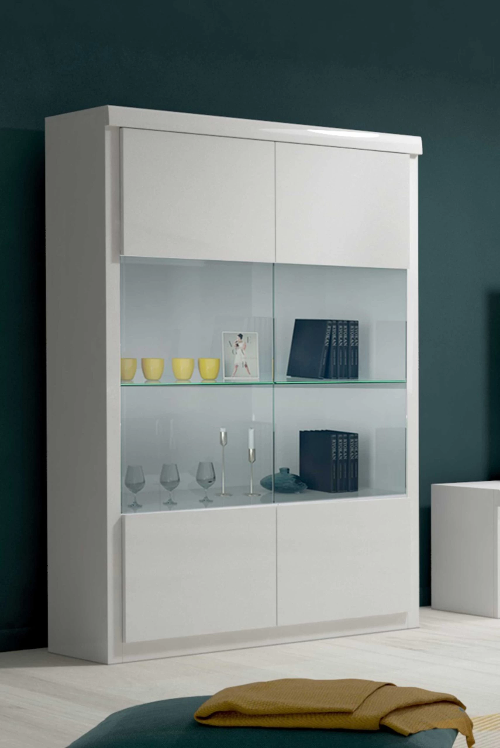 Vitrine Siola 120cm 2 Deuren - Wit 14 Vitrine Siola 120cm 2 Deuren - Wit - Afbeelding 14