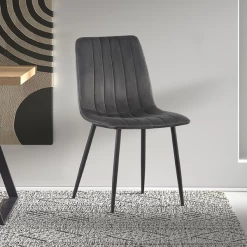 Eetkamerstoel Willie Velours - Grijs/zwart