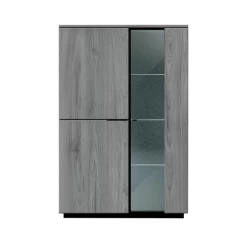 Vitrinekast Savanna 120cm 2 Deuren - Grijs -Collectie Woonkamermeubels stoel grijs velours lijnen 1 73fc