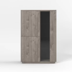 Vitrinekast Savanna 120cm 2 Deuren - Grijs -Collectie Woonkamermeubels stoel grijs velours lijnen 7 babb